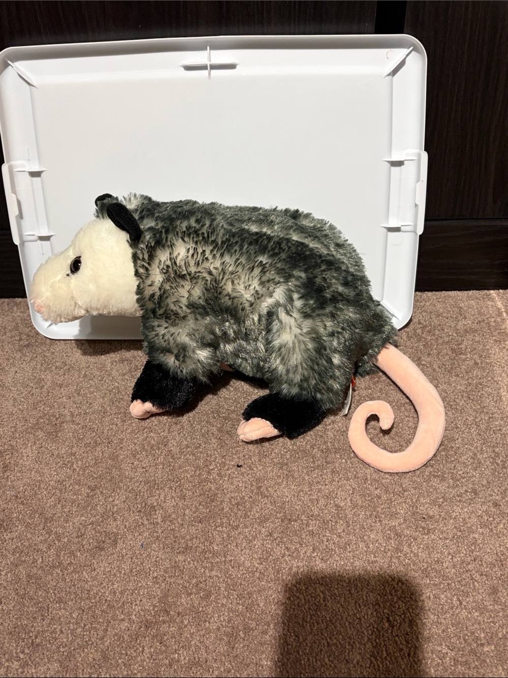 Plush Opossum Toy - Gray, White & Pink Soft Stuffed Animal - Picture 2 of 5